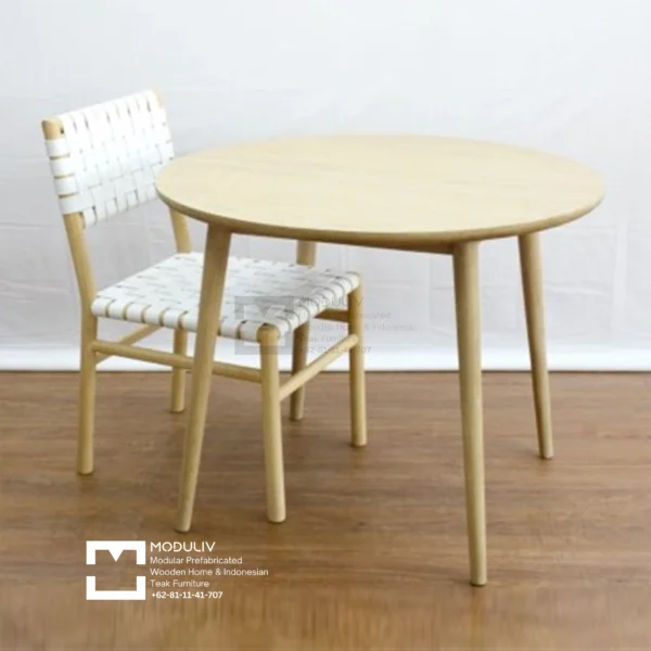 Ally Round Teak Dining Table for Modern Dining Rooms