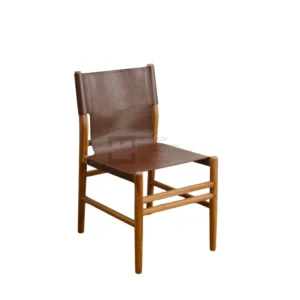 Henry Dining Chair Teak Wood With Coconut Brown 1A Cow Leather