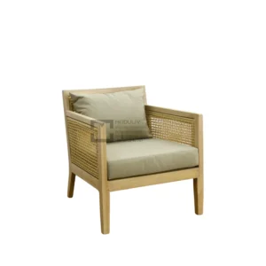 Rafia Teak Wood Armchair with Wooden Slat | Qatar | UAE | Turkey