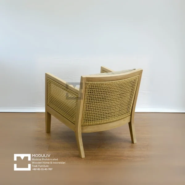 Rafia Teak Wood Armchair with Wooden Slat | Qatar | UAE | Turkey