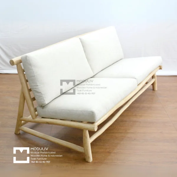 Verona Teak Branch Sofa 2 Seater With Cushion Darien Cloud