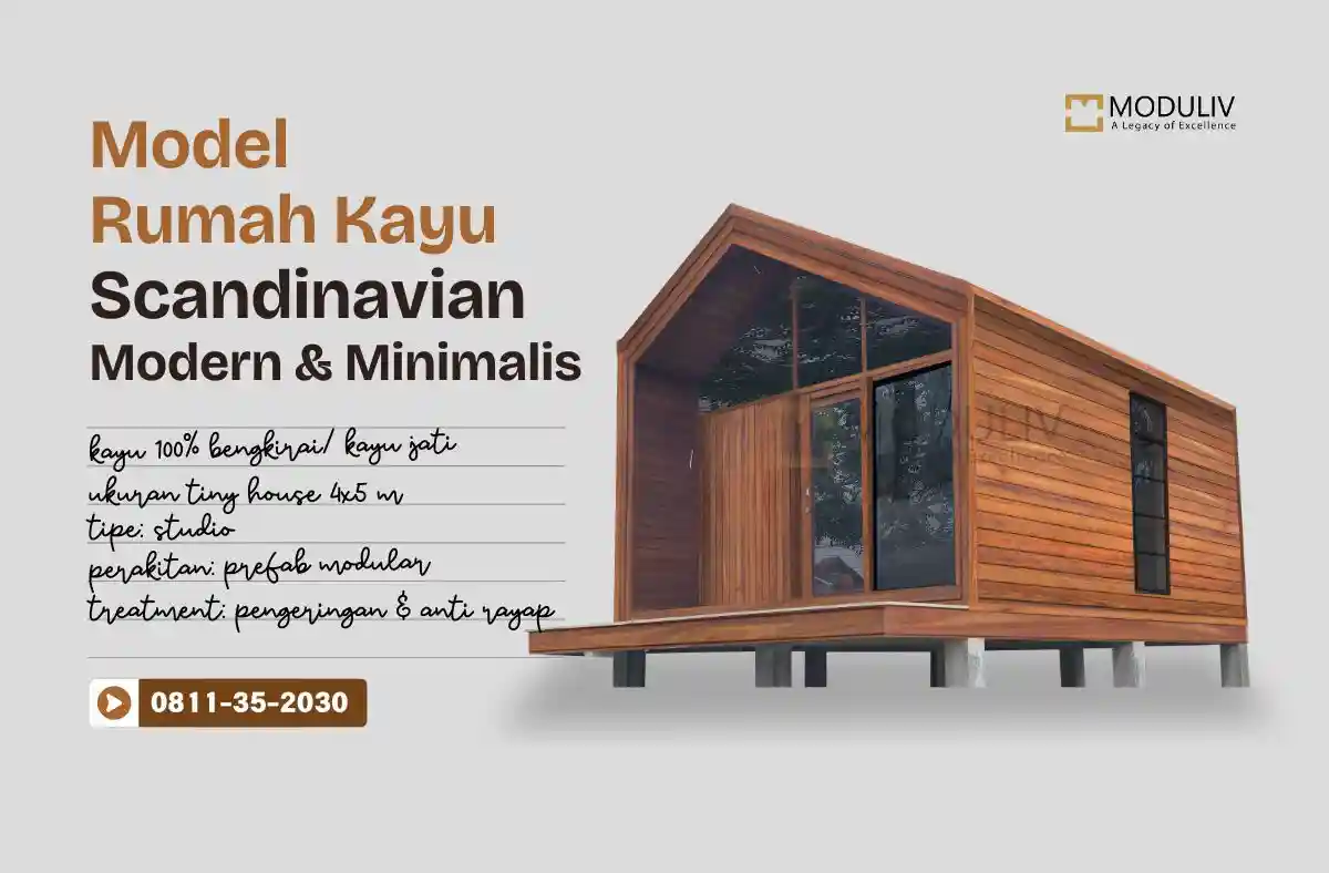 model rumah kayu scandinavian modern dan minimalis moduliv